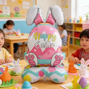 Standing Easter Bunny Balloon Decoration, Cute Rabbit Egg Balloons, Birthday Party Celebration, Indoor Outdoor Room Decor, Party Supplies