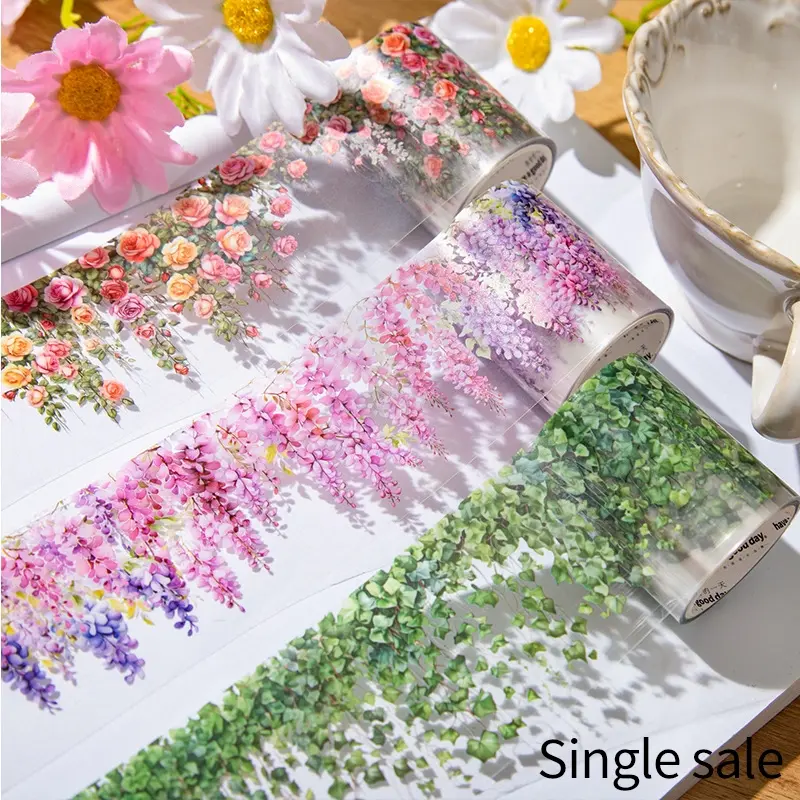 Diy Vine Theme Washi Tape Sticker Set, Floral Pattern Decoration Sticker, 6 Rolls Decorative Adhesive Tape for Crafts, Cute Scrapbooking, Scrapbook Accessories, Diy Sticker Paper, Home Decor, Office Supplies, Adhesive Vinyl Decal