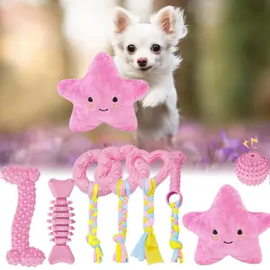 8Pcs Puppy Chew Toys for Teething, Cute Blue Small Dog Toys Set, Teething Toys for Puppies, Soft Durable Interactive Chew Toy for Small Dogs