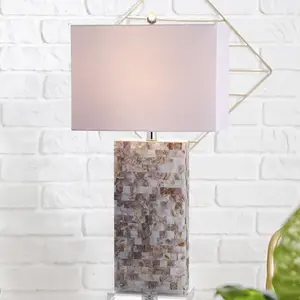 JONATHAN Y Cannon Seashell and Crystal LED Table Lamp , for bedroom, living room, foyer, hallways, dining room, dorms