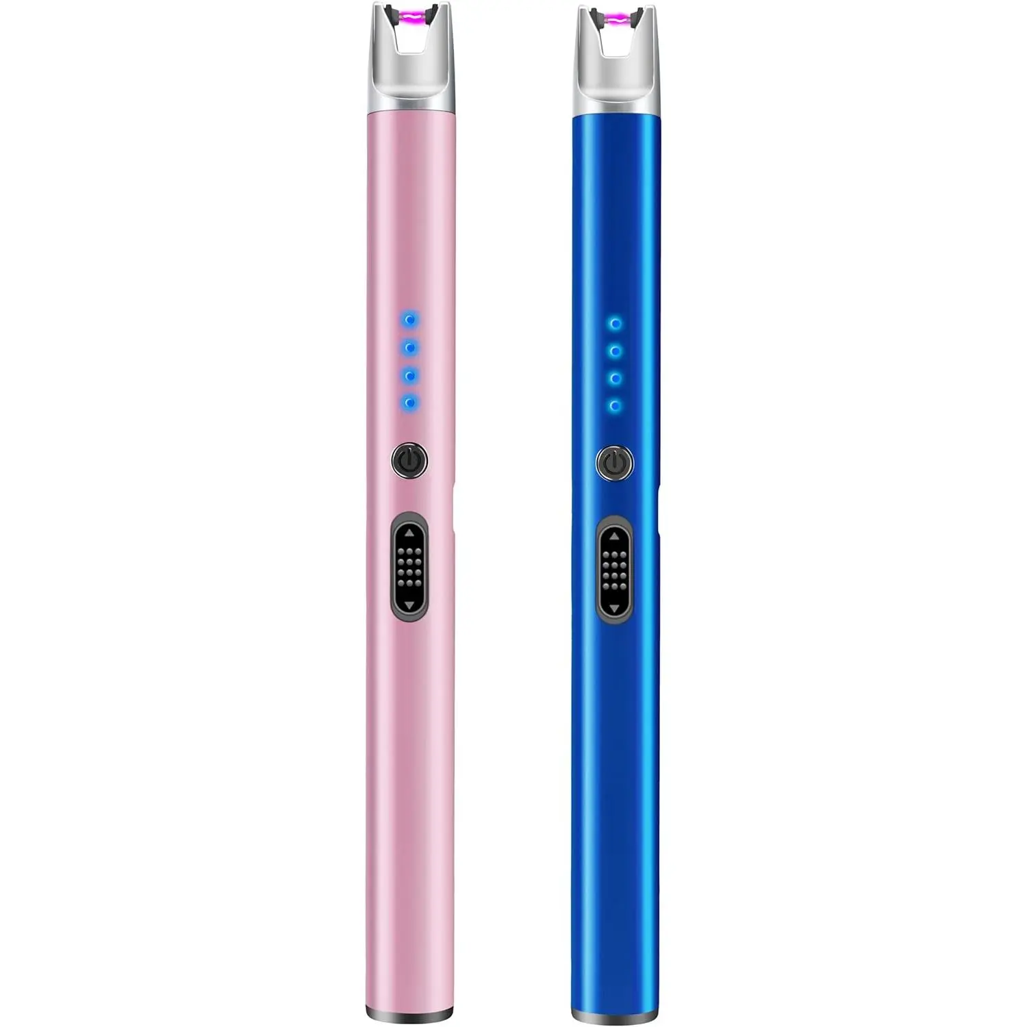 2-Pack Portable USB Rechargeable Plasma Arc Lighters - Windproof, Flameless Long Lighters for BBQ, Camping (Pink+Blue)