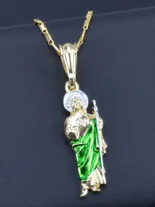 Stylish Saint Jude Pendant Necklace, Classic Religious Jewelry Gift, Perfect Holiday Present for Men & Women, Unisex Design, Cross Charm Necklace