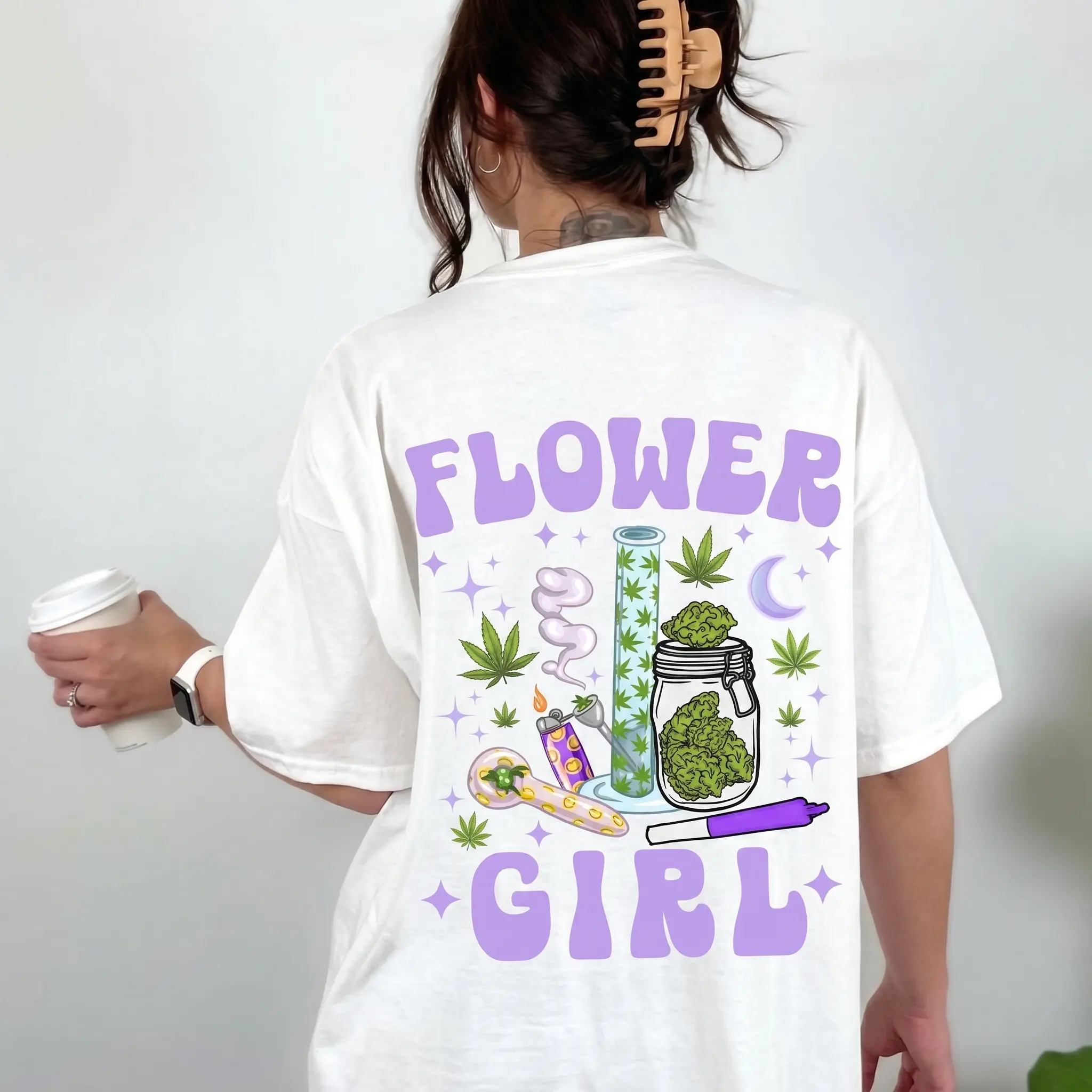2026 New Limited Edition Men's 100% Premium Cotton Boxy Fit Casual Printed Round Neck T-Shirt, 420 Flower Graphic Top