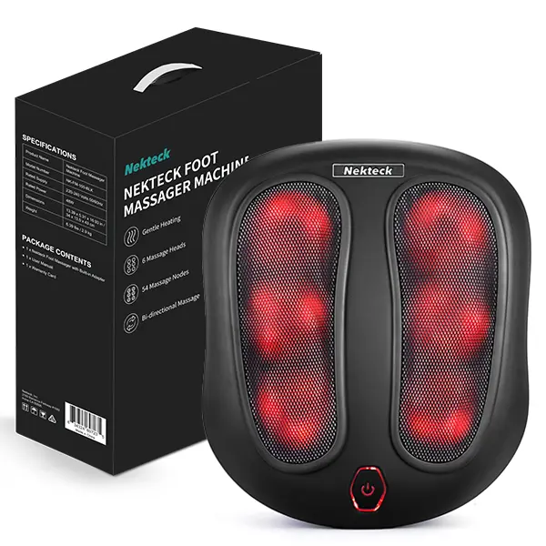 Nekteck Foot Massager with Heat, Shiatsu Heated Electric Kneading Foot Massager Machine for Plantar Fasciitis, Built-in Infrared Heat Function