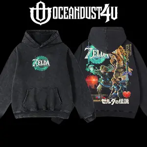 OceanDust4U Classic Menswear Men's Legend of Zelda Tears of the Kingdom Oversized Hoodie & T-shirt, 100% Premium Cotton, Pre-Washed, Unisex Casual Top