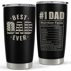 Best Dad Ever Nutrition Facts 20oz Tumbler, Stainless Steel Vacuum Insulated Portable Travel Mug Coffee Thermal Cup, Men Gift on Father's Day