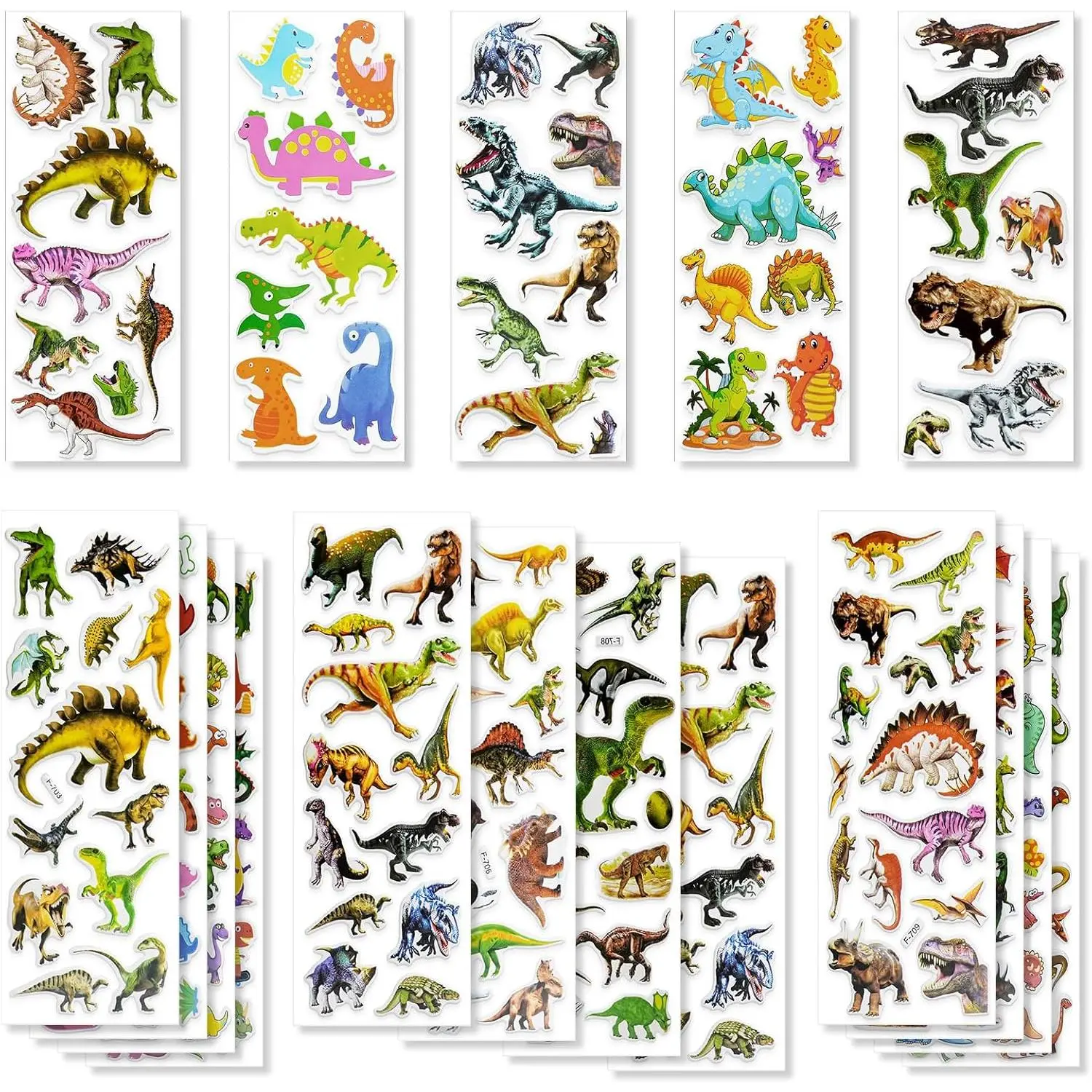 24 Sheets Dinosaur Stickers 450+ for Kids Boys Girls Toddlers, Teacher Reward Stickers, Potty Chart Training, Dinosaur Party Favor Supplies, Goody Bag Stuffers,Pinata Filler