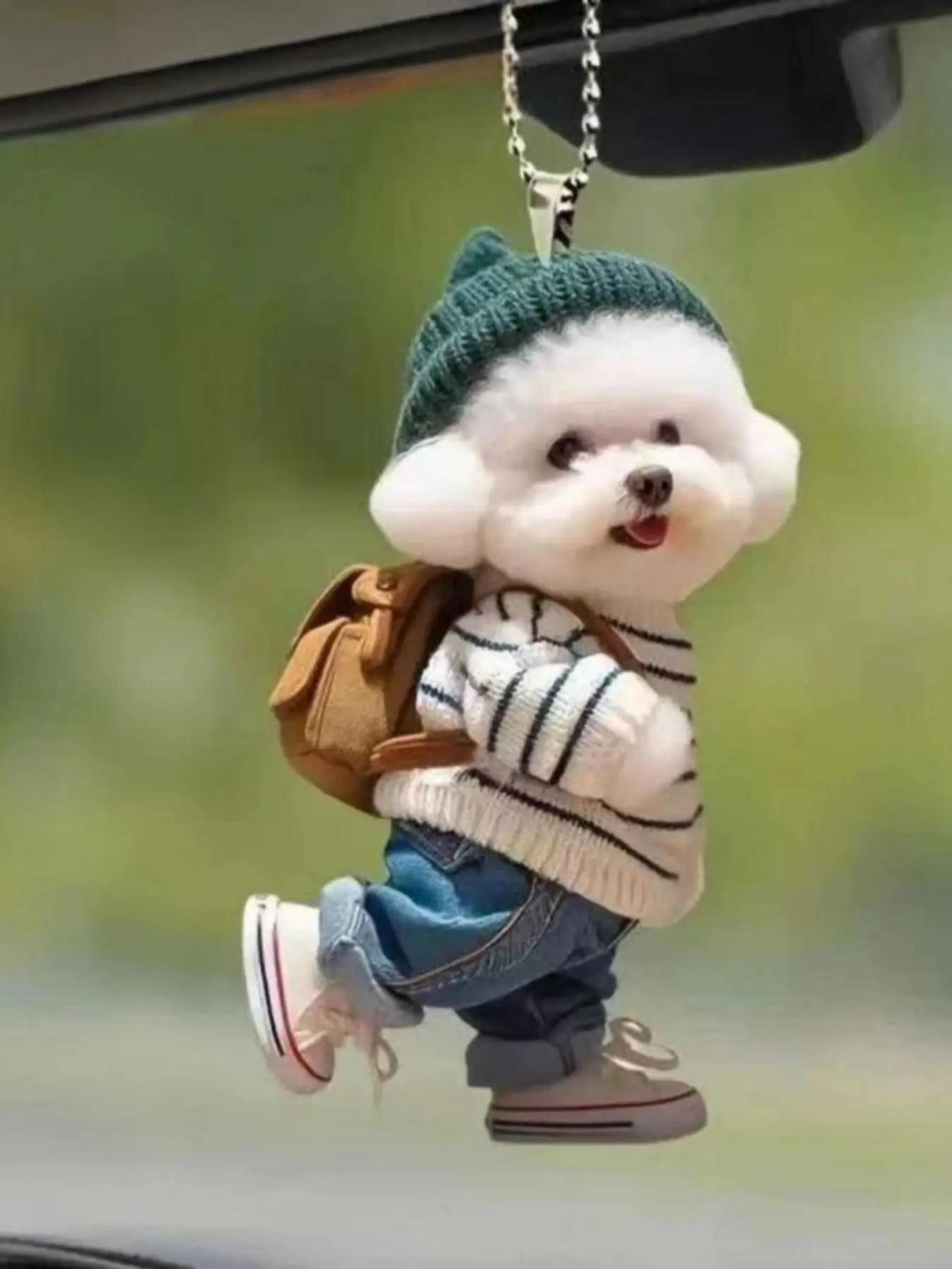 New Cute Teddy Dog Keychain, car key chains, Creative Puppy Backpack Charm, Acrylic Car Hanging Decoration, Car Hanging Ornament, All Seasons Accessory