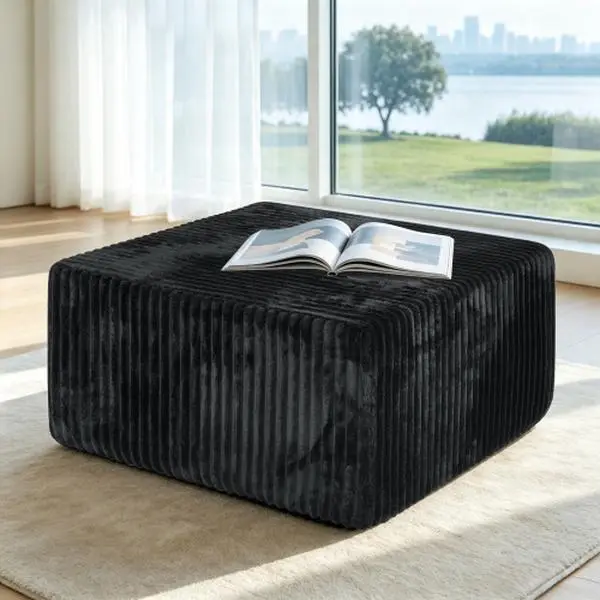 Ottoman Sofa, Modern Minimalist Corduroy Footstool, Compressed Space‑Saving Ottoman for Living Room Bedroom