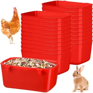 Bird Cage Cups 20 Count Red Plastic Water Bowl for Chicken, Pigeon, Gamefowl & Bunny with 18 oz Capacity