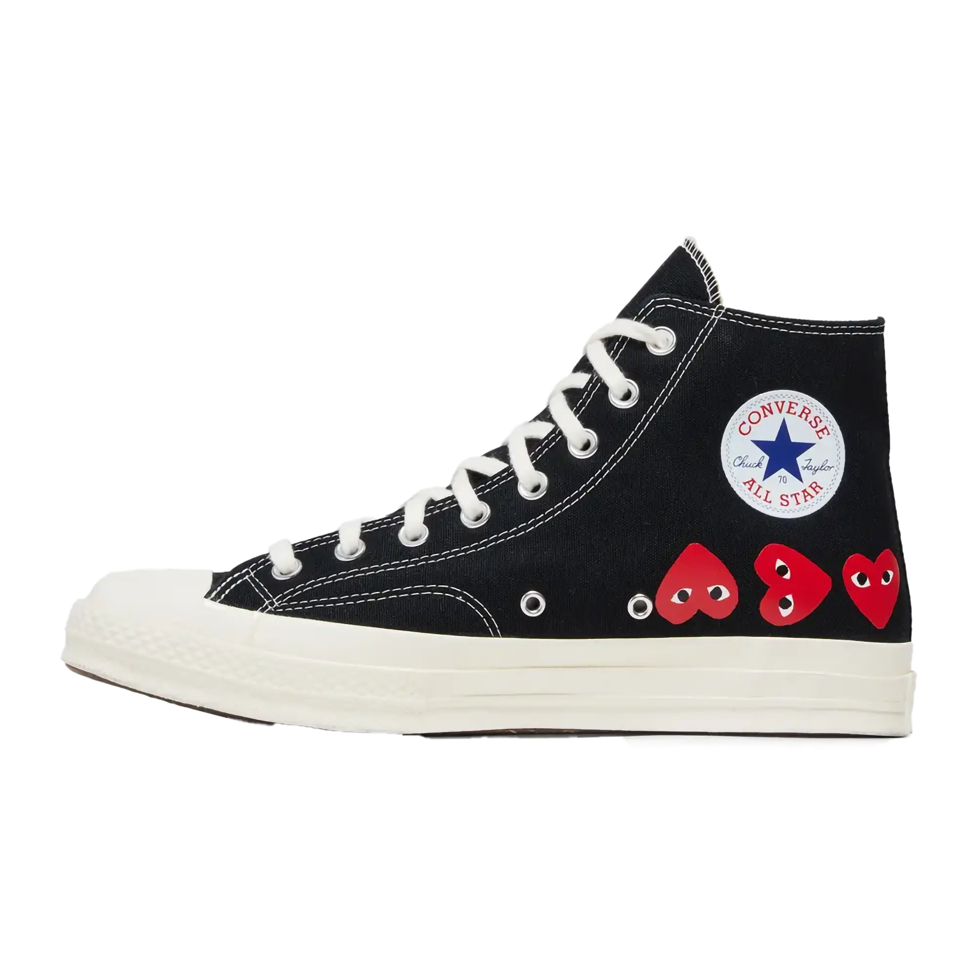 Chuck Taylor All Star 70 Hi "Comme des Garcons PLAY Multi-Heart Black" A08147C