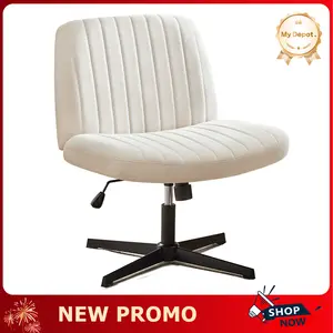 Criss Cross Chair - Armless Desk Chairs Cross Legged Office Chair Wide Swivel Home Office Desk Chairs (Optional Wheels)