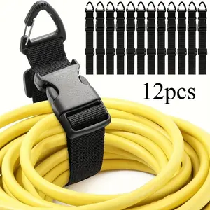 12-pack heavy-duty adjustable extension cord organizer, tool-free installation-black polypropylene cable holder, safe cable management, suitable for garage, studio and home storage, solid structure.