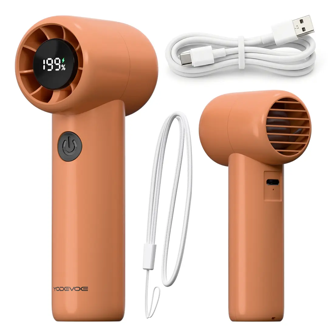Yodevoe Mini Portable Handheld Cooling Personal Fan - Cordless Rechargeable 3000mAh Battery, 100 Fan Speeds, USB Powered, Suitable for Travel, Office, Protective Design, Cordless Rechargeable Fan