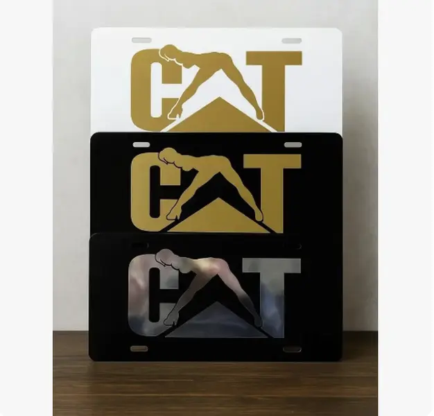 CAT Heavy Equipment License Plate, Aluminum Front Car Tag, Construction Equipment Operator Gift, Blue Collar Truck Accessory, USA Made
