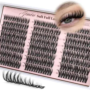 Clustered Dense False Eyelashes 10-16mm, Natural Curl Single Fiber, Daily Wear Thin Band, DIY Clustered False Eyelashes, Natural Look, Makeup, Soft Full Lash Clusters