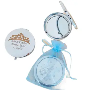 12pcs Quinceañera Favors Personalized Mirrors 3 Inches Double Sided Recuerdos with Free Bags for Quinceañera Celebrations Custom Engraved Mis 15 Años Design
