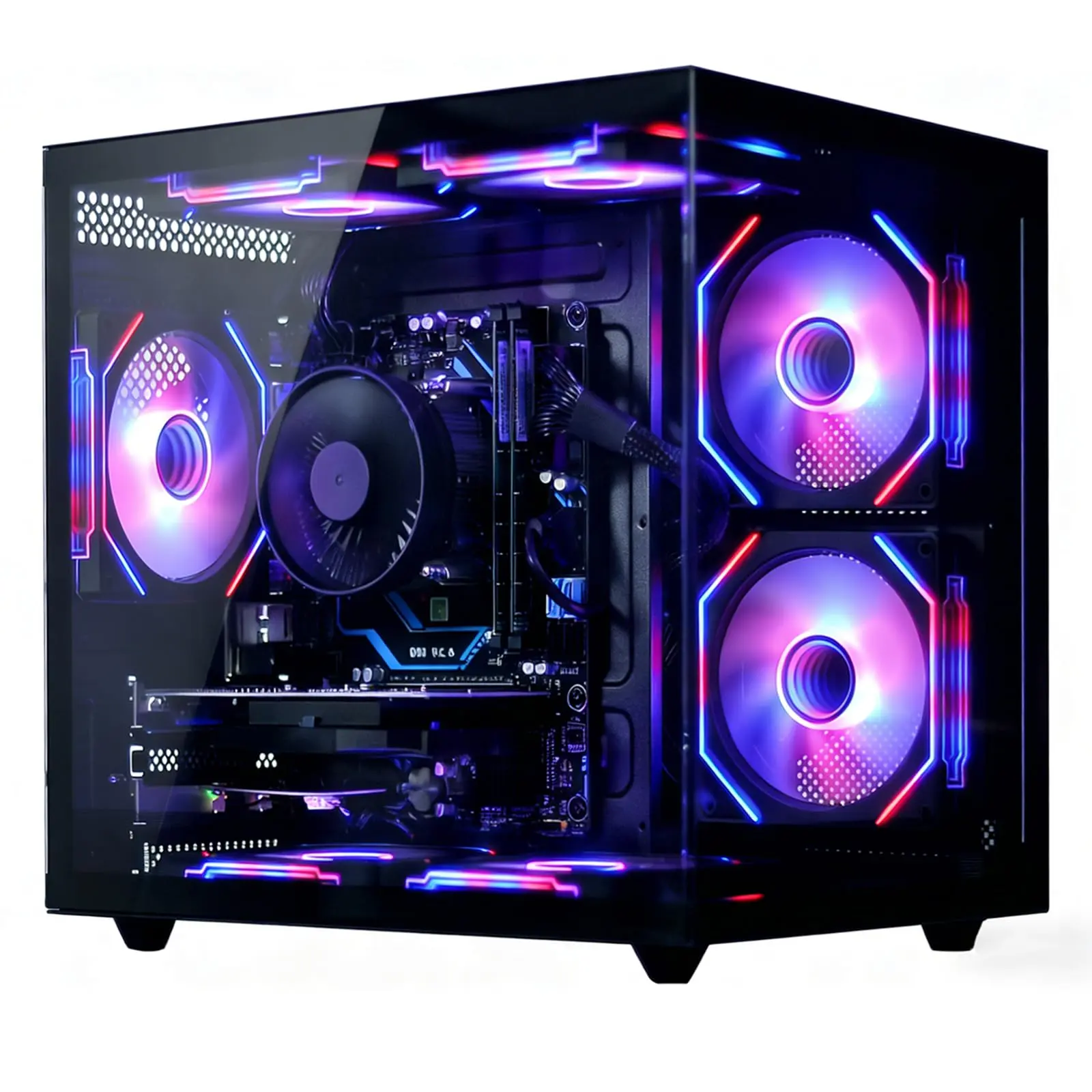 Suevery Prebuilt Gaming Desktop PC,  Ryzen 5 6-Core Up to 4.1GHz, 16GB DDR4, 512GB SSD, RX 560 4G GPU, WiFi 6, RGB Gaming Tower, Black, for Student Home Office & Casual Gaming