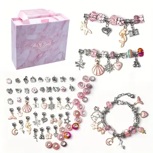 63Pcs bracelet handmade DIY, cartoon bead bracelet set, creative artificial crystal bracelet exquisite gift box bracelets for life crackle glass bead claybeadsjewlery layer look deind user kit