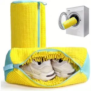 Must-Have Reusable Shoe Laundry Bags - 1/2 Pack Eco-Friendly Mesh Shoe Wash Bags, Zippered with Handle, Anti-Tangle, Washing Machine Safe for Sneakers, Boots & Travel Storage, Heavy-Duty Snag-Free Zipper Closure