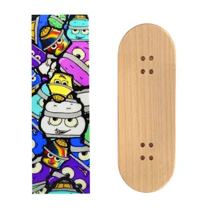 Teak Swap Fingerboard Deck & Graphic Wrap - "Bubble Bushings Collage" - 32mm x 97mm
