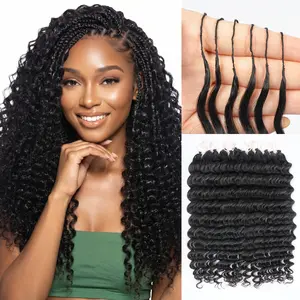 MISSTOO Deep Wave Pre-Separated Crochet Human Hair for Miracle Knots Boho Braids, 75g 120 Strands Natural Black Bulk Human Hair for Braiding, Reusable Invisible Feather Crochet Hair Extensions for Black Women curly hair extensions summerwins
