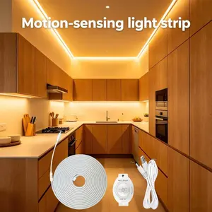 USB Powered Motion Sensor LED Flexible Neon Strip Light, Warm Colors, DIY Decor for Bedroom, Closet, Kitchen, Includes Clips, Ambient Lighting Strip