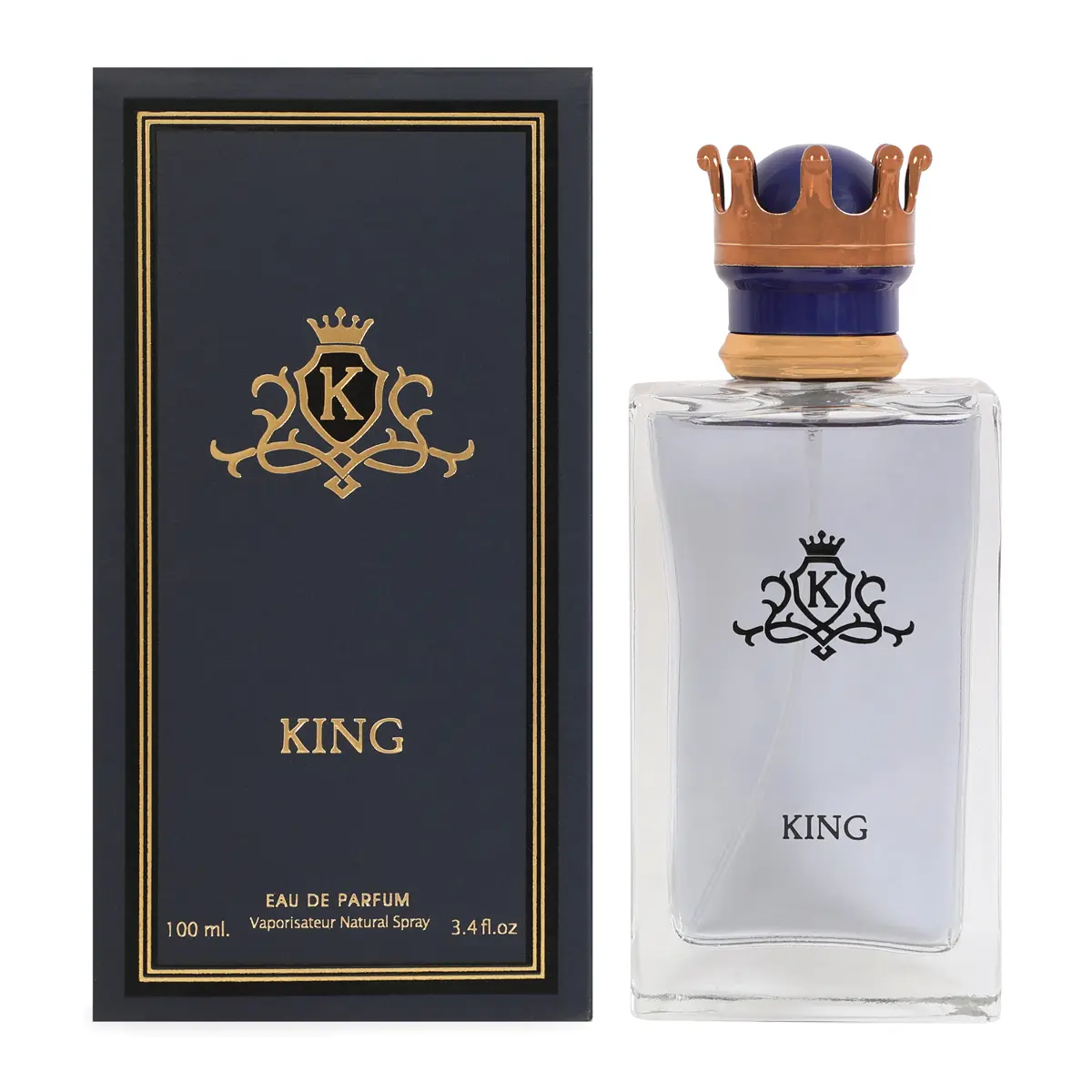 King Eau de Parfum 100ml - Royal Crown Design - 3.4 fl oz - Natural Spray - Luxury Fragrance for Men