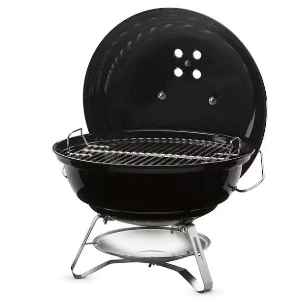 Weber Jumbo Joe 240 Sq In Portable Charcoal Grill, Black Outdoor BBQ Grill with Durable Steel Construction, Adjustable Air Vents, Secure Lid Lock and Spacious Cooking Area for Camping, Beach Trips, Picnics and Tailgating