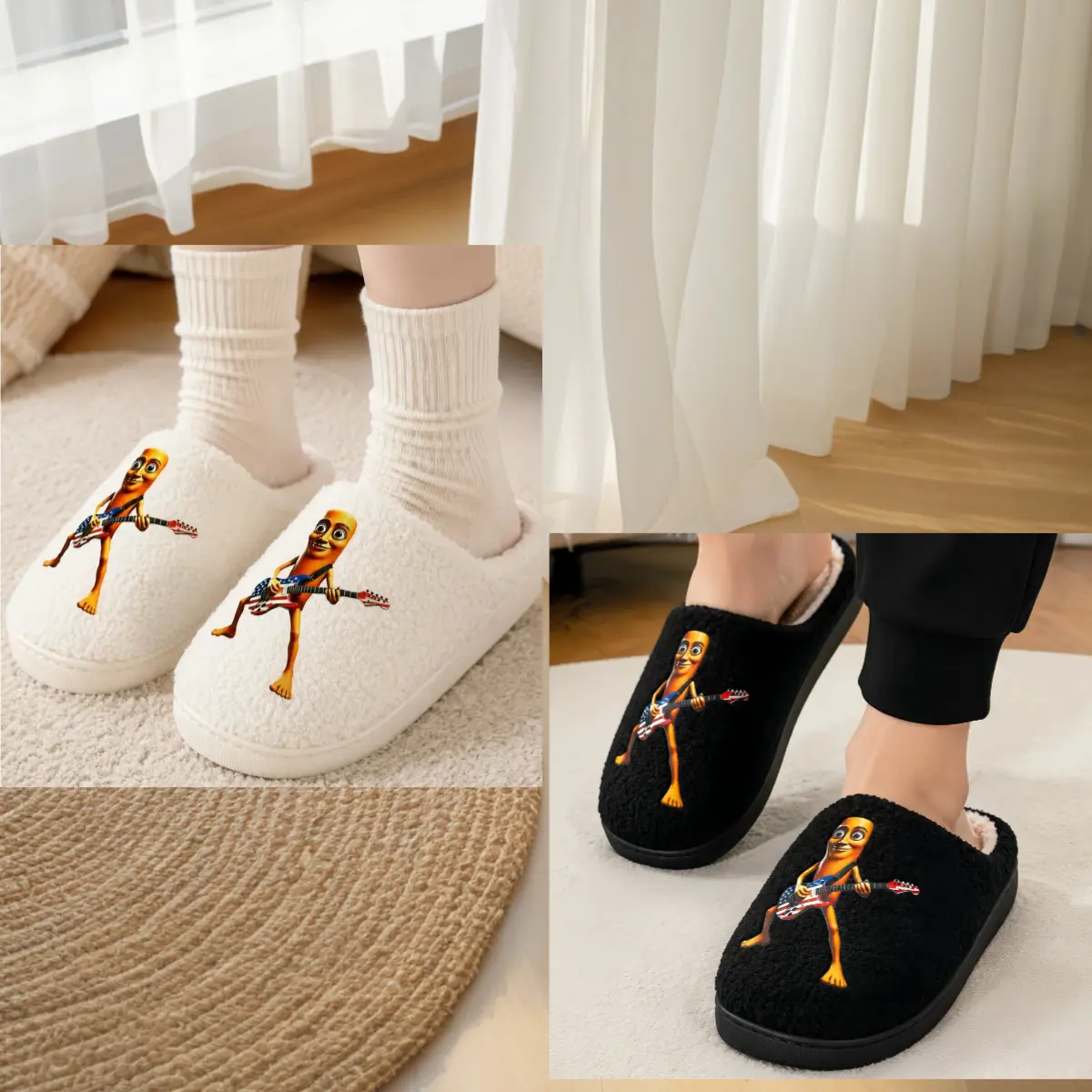 Funny Tung Tung Sahur  Plush Slippers, Soft Fleece Lined Warm Winter Indoor House Slides, Non Slip Comfort Couple Cartoon Meme Slippers For Men Women Teenagers Footwear