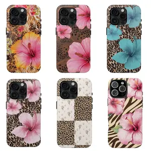 Tropical Hibiscus Flower & Animal Print Phone Case – Leopard, Zebra & Vintage Patchwork Patterns – Wild Jungle Vibe,phone Case Suitable for Iphone 11/12/13/14/15/16/17 Pro Promax Plus Air and Samsung S22/S23/S24/S25 Plus Ultra Fe