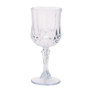 6 3/4" 8 oz. Clear Patterned BPA-Free Plastic Wine Glasses - 12 Ct.