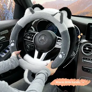 Car Warm Must-Have! Cat Ear Plush Steering Wheel Cover, Winter Grip Warms Up, Super Cute Cat Paw Tail, Universal Fit for All Cars, Car Accessories
