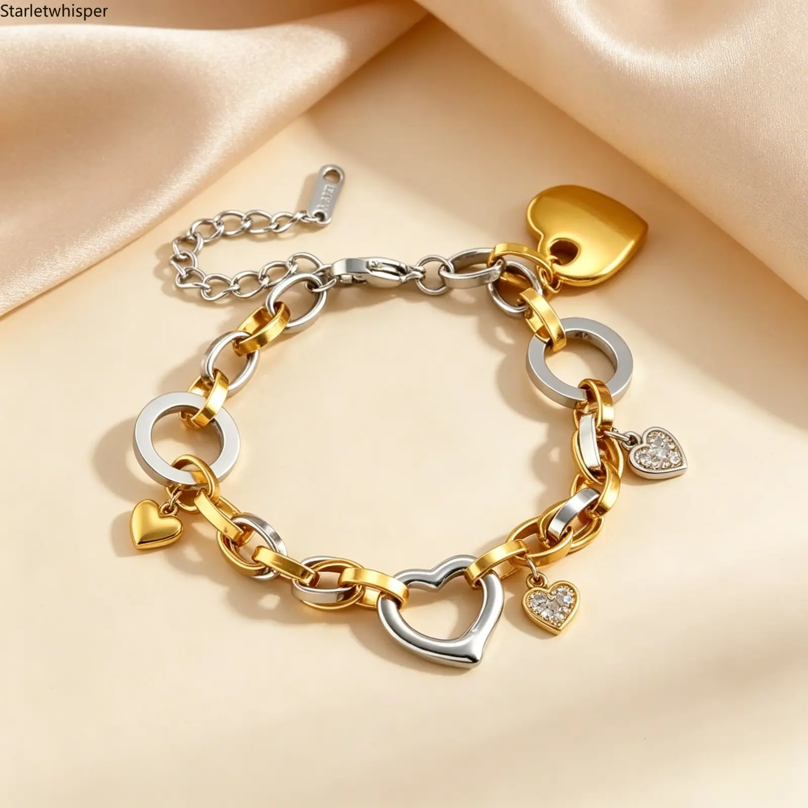 1pc Vintage Stainless Steel Bracelet with Heart Pendant, Minimalist Stylish Design, Couple Matching Jewelry, Perfect for Daily Wear, Party & All Season Gift Giving