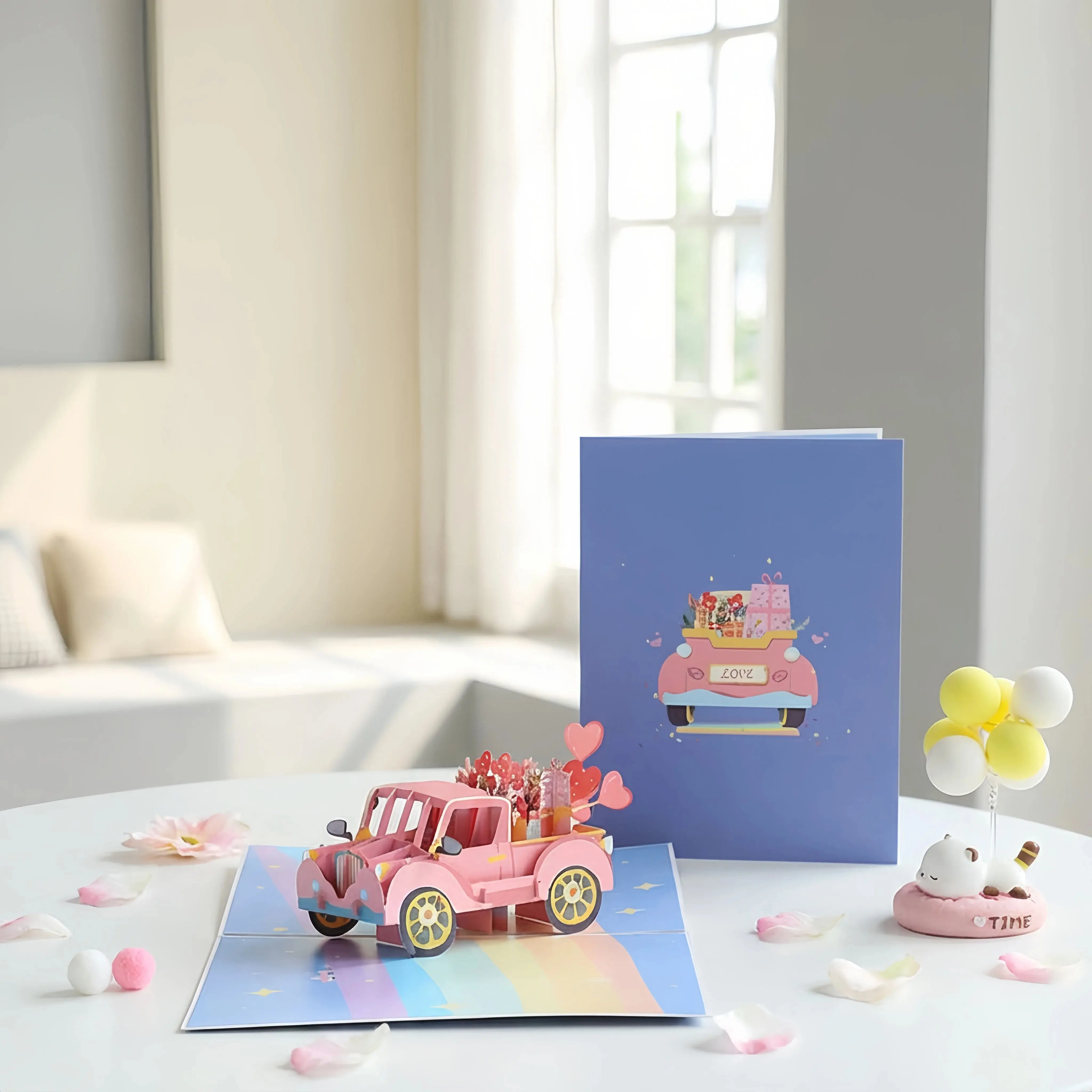 3D Pop-Up Love Car Greeting Card – Romantic Truck with Gifts & Hearts, Anniversary Card, Wedding Card, Valentine's Day, Birthday Surprise