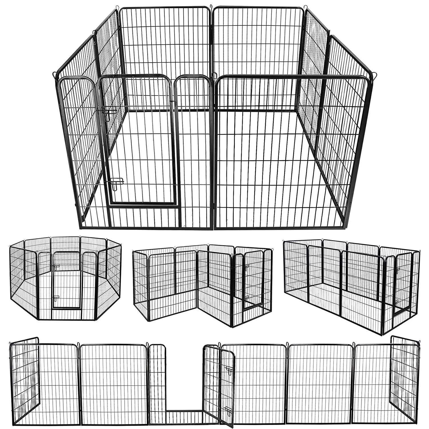 SuperDeal Durable Puppy Playpen - 39" Height Foldable Coated Metal Frame, 8-Panel Portable Exercise Barrier with Powder Coat, Easy Setup, DIY Shape for Puppies, Cats