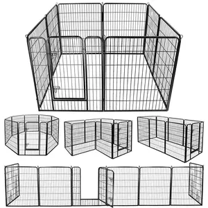 Durable Puppy Playpen - SuperDeal Pets 39" Height Foldable Metal Frame 8-Panel Portable Exercise Kennel & Barrier Fence for Puppies, Cats