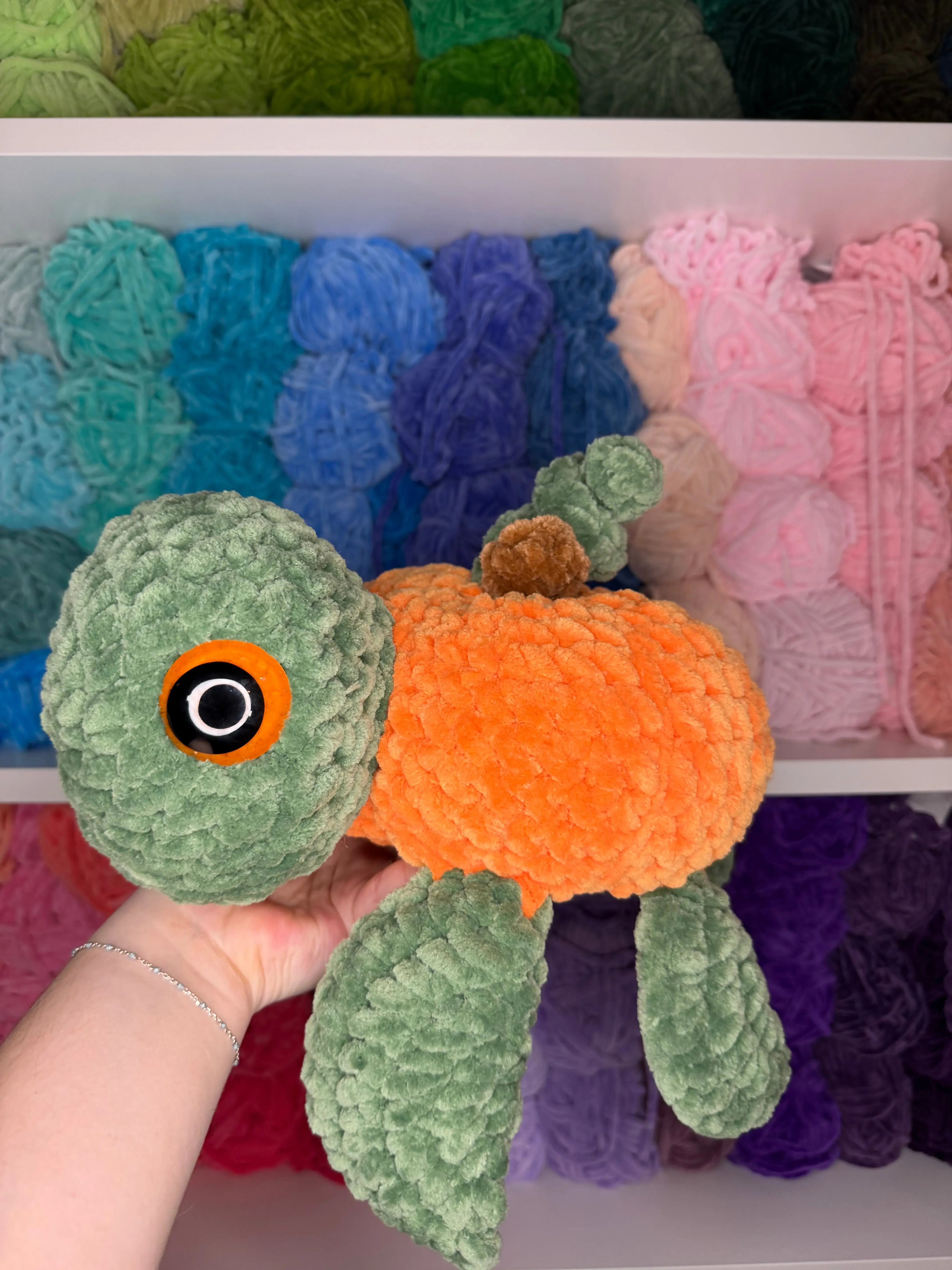 Crochet XL Pumpkin Turtle Plushie