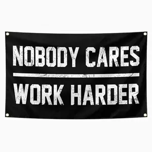 Nobody Cares Work Harder Motivational Gym Banner 3x5 Feet With 4 Brass Gaskets Tapestry Flag Wall Hanging Tapestry.Inspire Your Fitness Wall Decor. Motivational Wall Decor for Fitness Centers Durable Decorative Tapestry Wall Tapestries Room Decor
