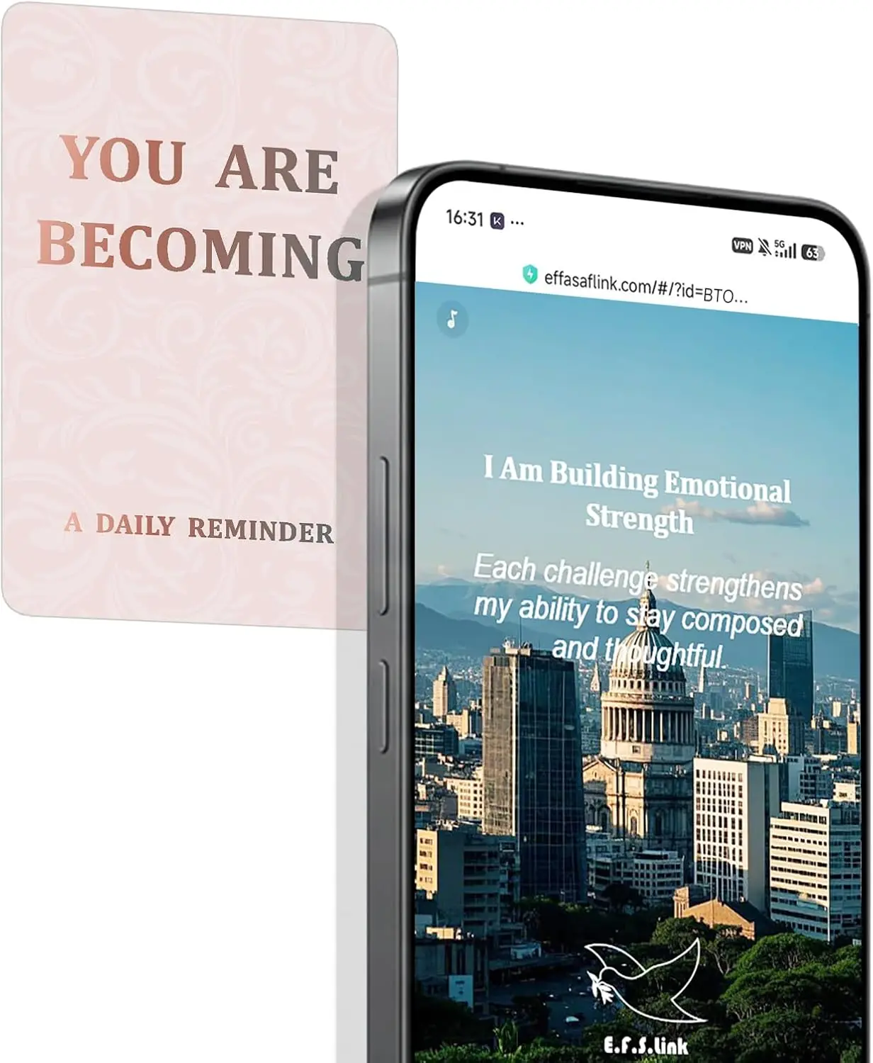 Women's NFC & QR Daily Affirmation Card, Office Stationery - Tap or Scan for Positive Messages, Self-Love, Confidence, Mindfulness - No App/Subscription, Wallet-Size PVC