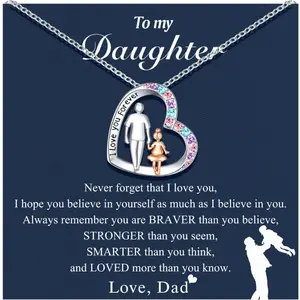 “Daughter Necklace from Dad” Heart Pendant Jewelry – Valentine’s Day, Birthday, or Special Occasion Gift for Girls, Teens & Tweens,