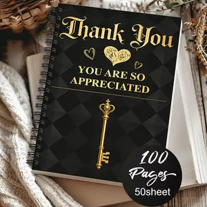 1pc Humorous Workplace-themed Notebook, Golden Key Gratitude Style - Black Diamond Background with Golden Key Pattern. Record Moments of Gratitude and Appreciation. Emotion Journal, Thankfulness Notebook. 5.5x8.3 Inch Notebook