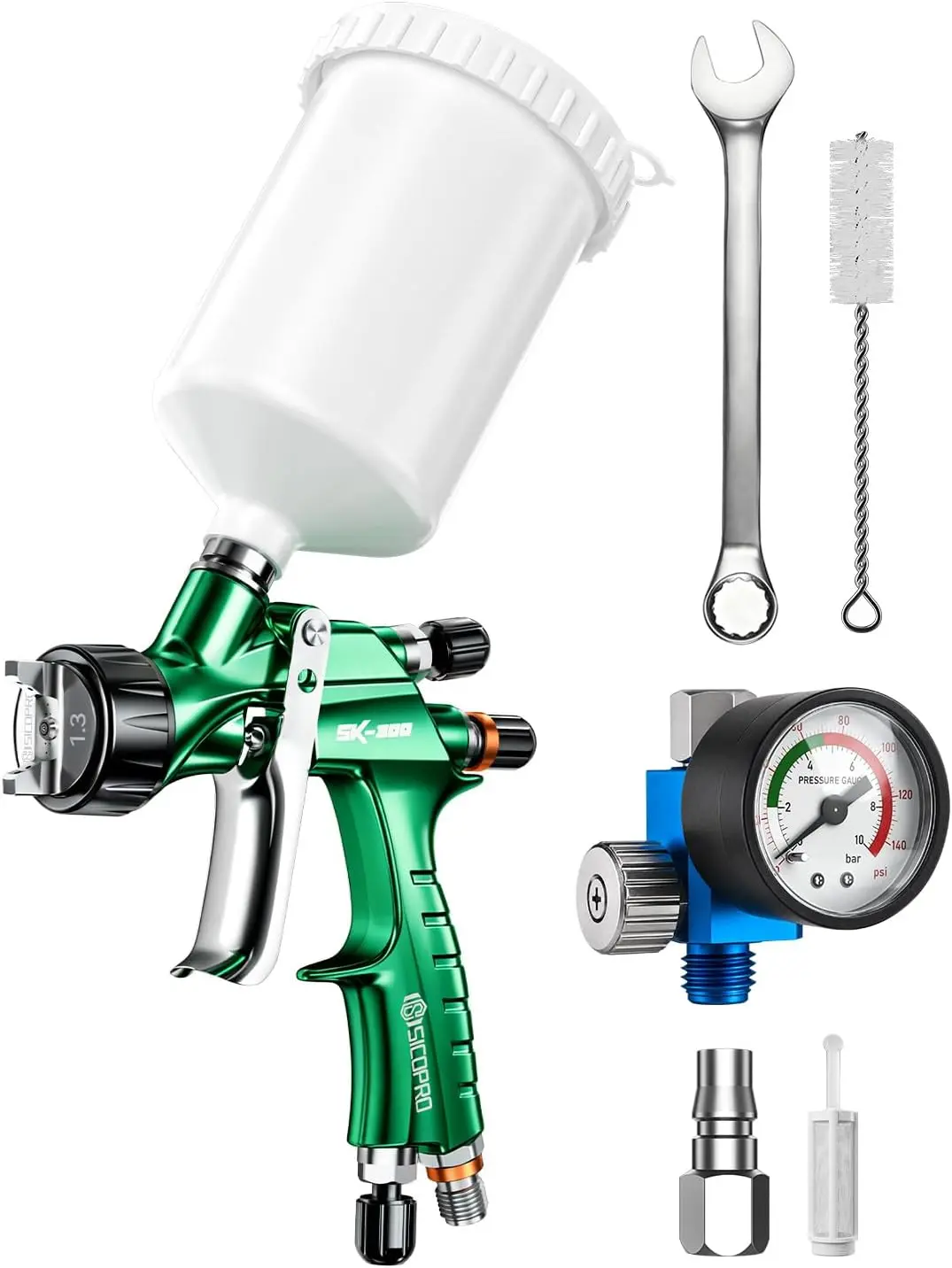 Professional LVLP Paint Sprayer Gun for Painting Cars, House Painting, Paint Guns Automotive, Upgraded Car Painting Gun,1.3mm High-Precision Nozzles, Varnish and Top Coat (Green)