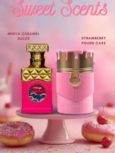 Sweet Bundle Minya Caremel Dulce & Strawberry Pound Cake 100ml 3.38 Fl Oz - Perfumes by Paris Corner Perfumes Sugary Floral Scents