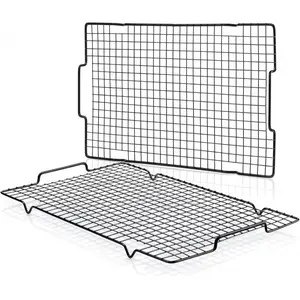 Cooling Rack 2 Pack - 16" x 10", Nonstick Baking Rack with Handle fits Half Sheet Pan, Cookie Cooling Racks for Baking and Cooking, Wire Smoker Racks for Grilling, Oven Safe
