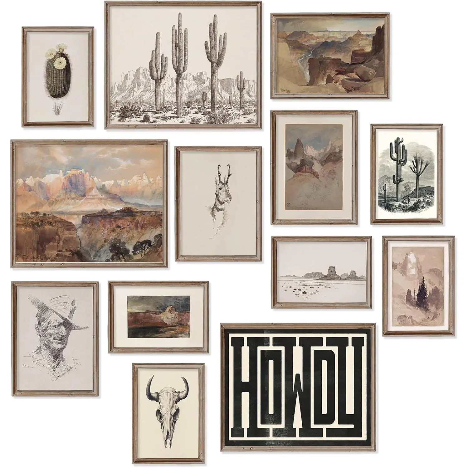 X-SO51Western Decor Vintage Western Wall Decor,Farmhouse Cowboy Decor Wall Art,Boho Ranch Landscape Art Prints Canyons Cacti Desert Southwestern Wall Decor Aesthetic Pictures,Rustic Southwestern Artwork Prints ,Unframed Gifts Paintings