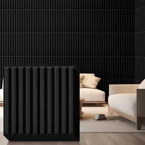 32 Pcs 3D Wall Panels for Interior Wall Decor, 12''x12'' Fluted Textured Black Accent Tiles Waterproof Paintable, 32 Sq. ft Coverage for Living Room TV Background Bedroom Bathroom Gaming Room