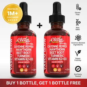 Clean Nutra BOGO | Cayenne Pepper, Hawthorn Berry, Vitamin D3 K2, Organic Beet Root Powder, Ceylon Cinnamon, Turmeric Curcumin, Panax Ginseng & More Health Wellness Supplement Liquid Drops – Vasco Glow