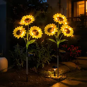 （father's day gifts） Outdoor Solar LED Sunflower Garden Lights , 2/4/6 Pack Waterproof Garden Stake Lights with Auto Dusk-to-Dawn Glow,  IP65 Waterproof  LED Bulbs for Yard, Patio, Pathway, Walkway & Landscape Decor summerwins