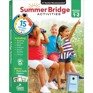Summer Bridge Activities 1st to 2nd Grade Workbook, Activity Book With Math, Reading Comprehension, Science, Fitness, Social Studies, Writing Practice, and Flash Cards - Paperback